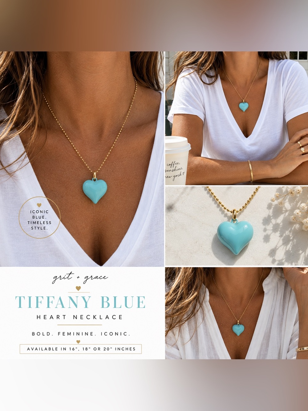 🩵 TIFFANY BLUE–INSPIRED HEART PENDANT NECKLACE ✨